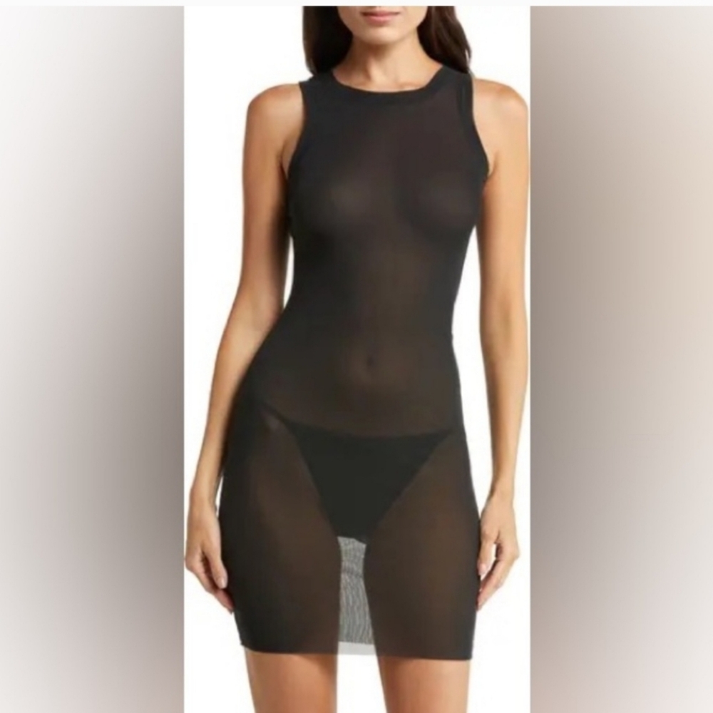 SKIMS Summer Mesh Sleeveless Minidress in Onyx